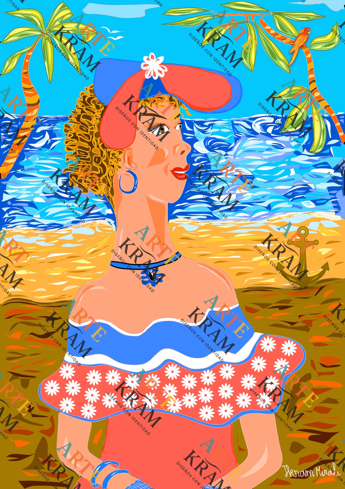 Dama de la playa caribeña